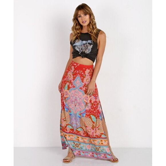 Spell Dresses & Skirts - Spell & the Gypsy Collective ruby Lotus split sides maxi skirt